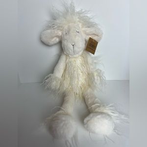 CREATIVE CO OP SHAGGY LONG HAIR WHITE PLUSH LAMB 18" STUFFED ANIMAL